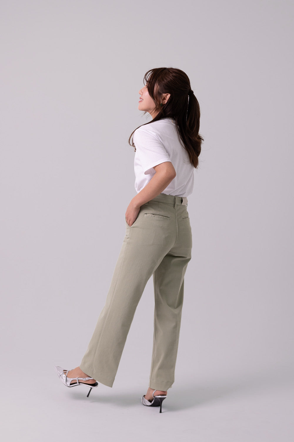 WIDE CHINOS "Malibu" - Sage