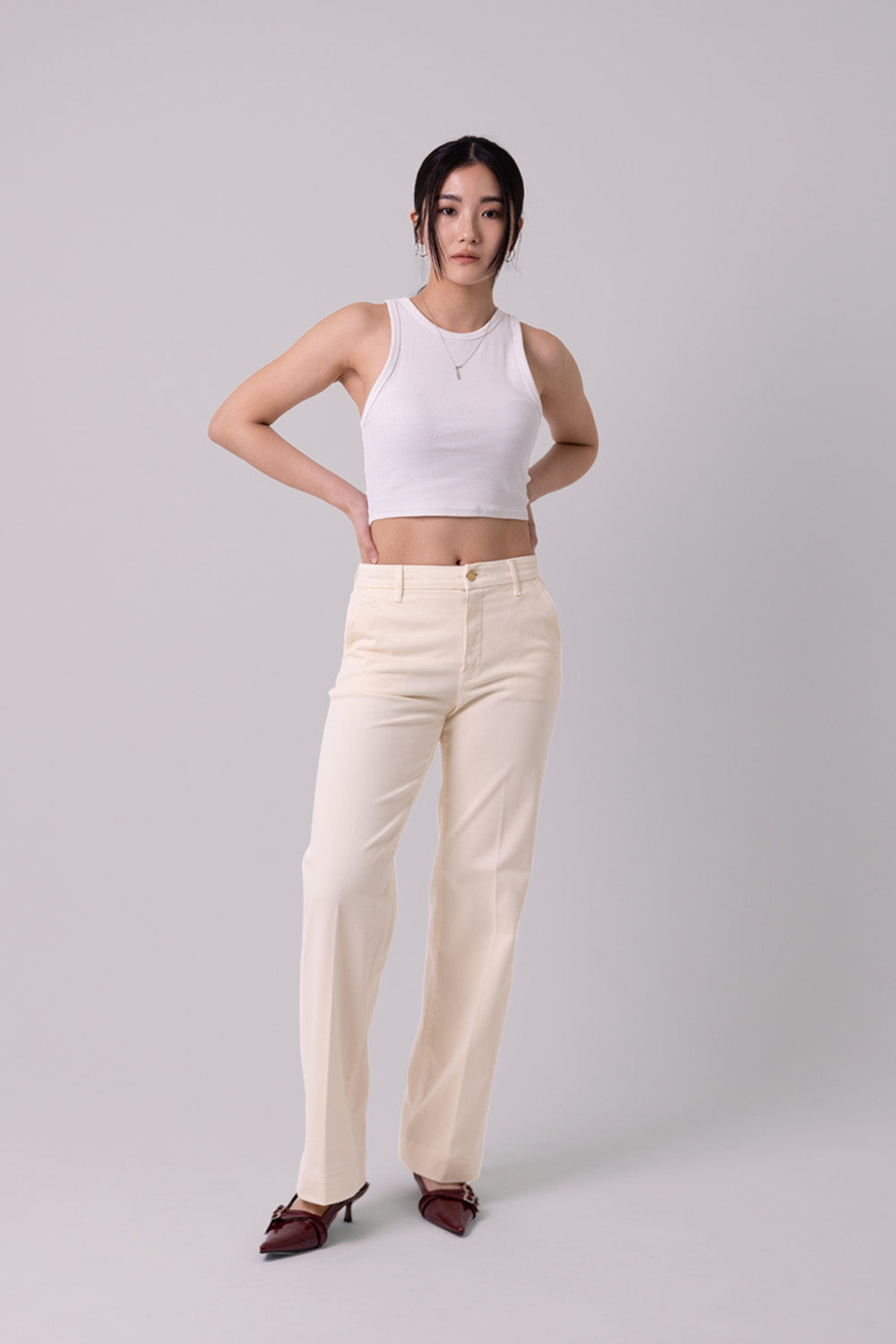 WIDE CHINOS "Malibu" - Ivory