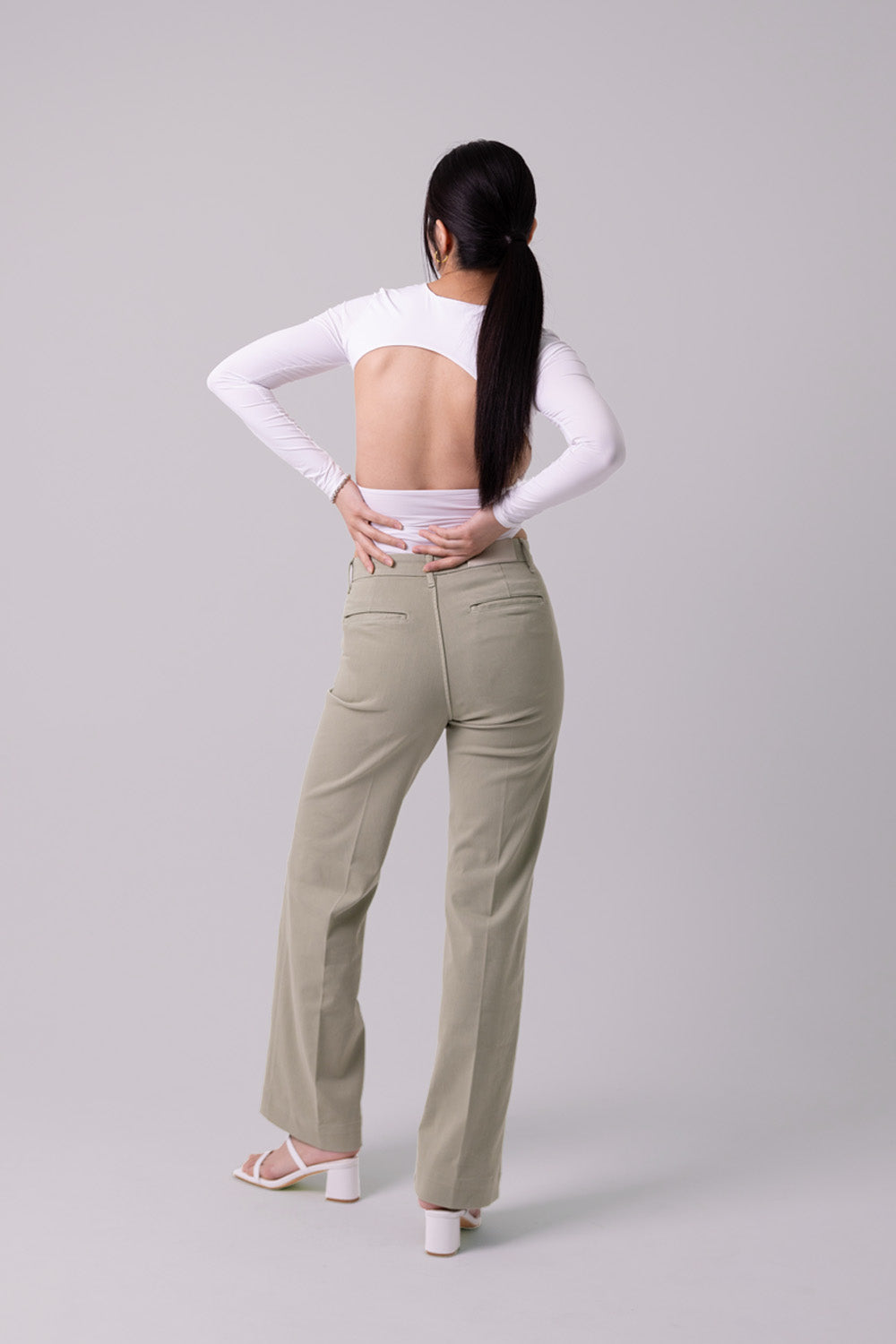 WIDE CHINOS "Malibu" - Sage