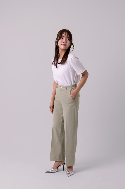 WIDE CHINOS "Malibu" - Sage