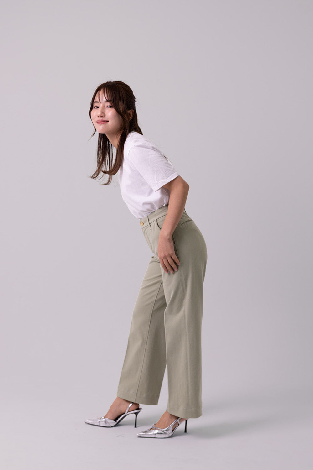 WIDE CHINOS "Malibu" - Sage