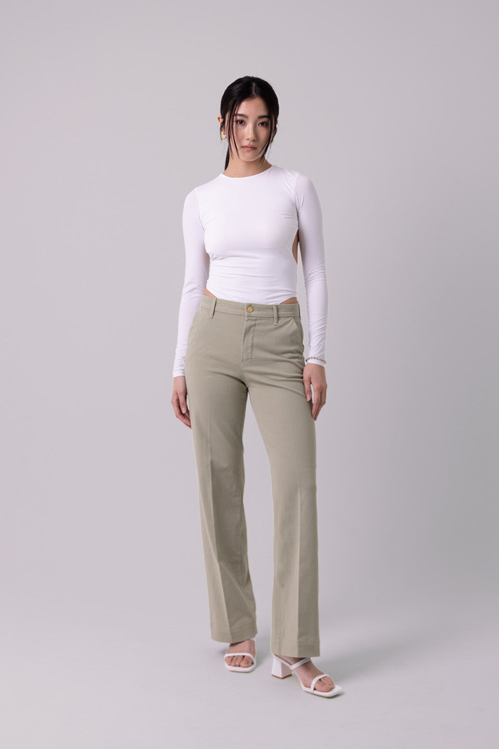 WIDE CHINOS "Malibu" - Sage