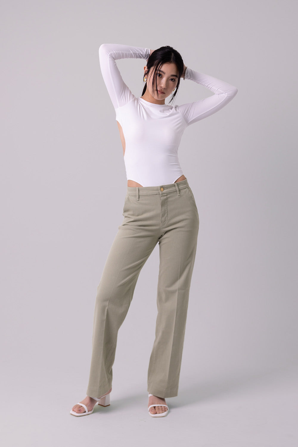 WIDE CHINOS "Malibu" - Sage