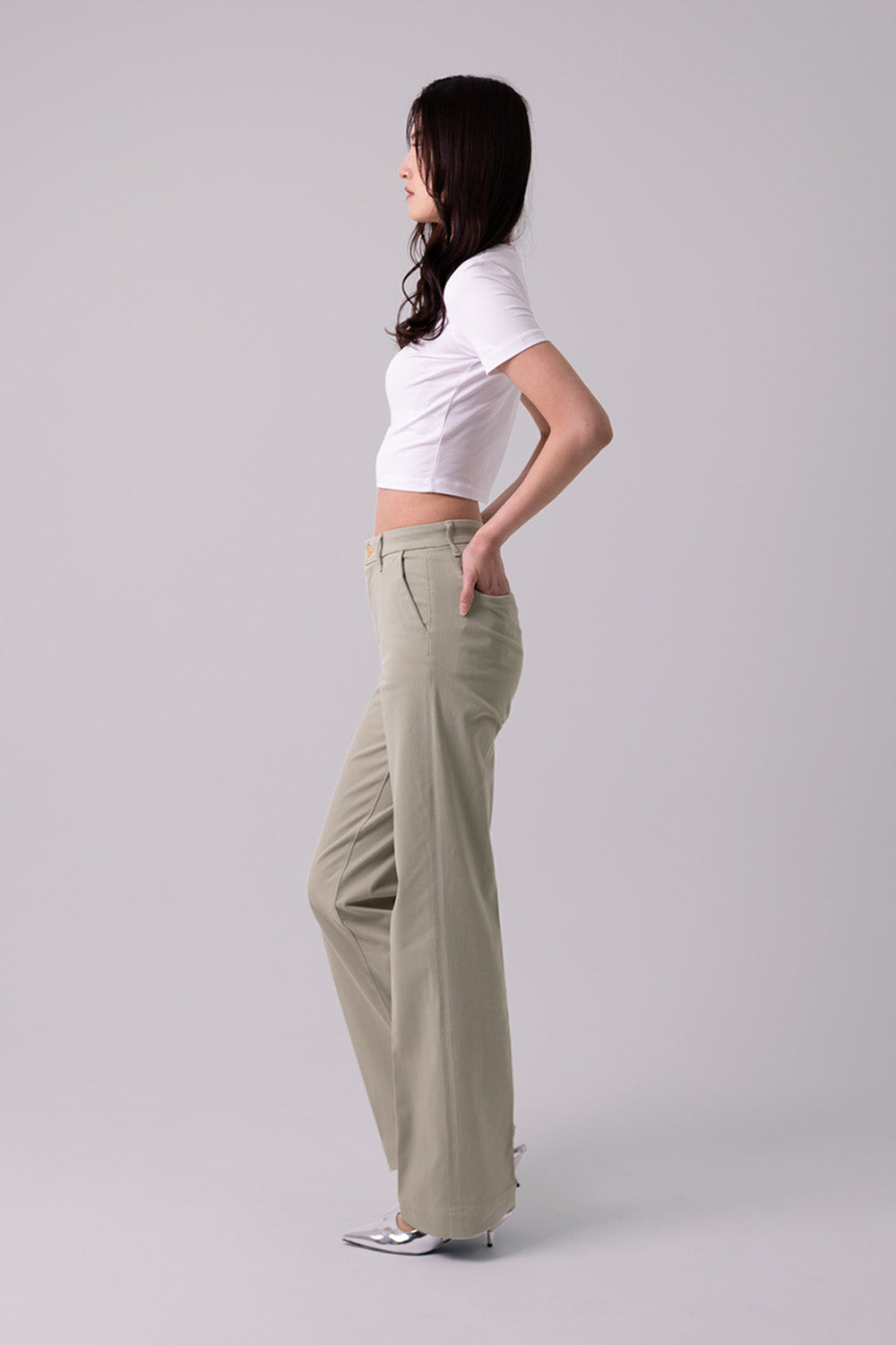 WIDE CHINOS "Malibu" - Sage